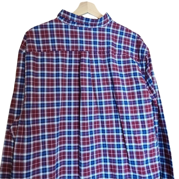 Old Navy XXL red blue plaid buttoned down long-sleeved shirt westerncore - Picture 7 of 14